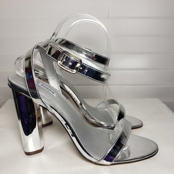 Cape Robbin Silver Open Toe Ankle Buckle Heels - Picture 6 of 12